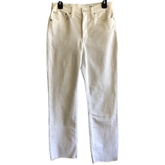 J.Crew Summer White Slim Boyfriend Cutoff Mid Rise Jeans Regular Size 25 - Picture 1 of 10